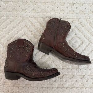 Ash Studded Western Ankle Boots Leather Handmade Size 38 (US size 7.5 - 8)